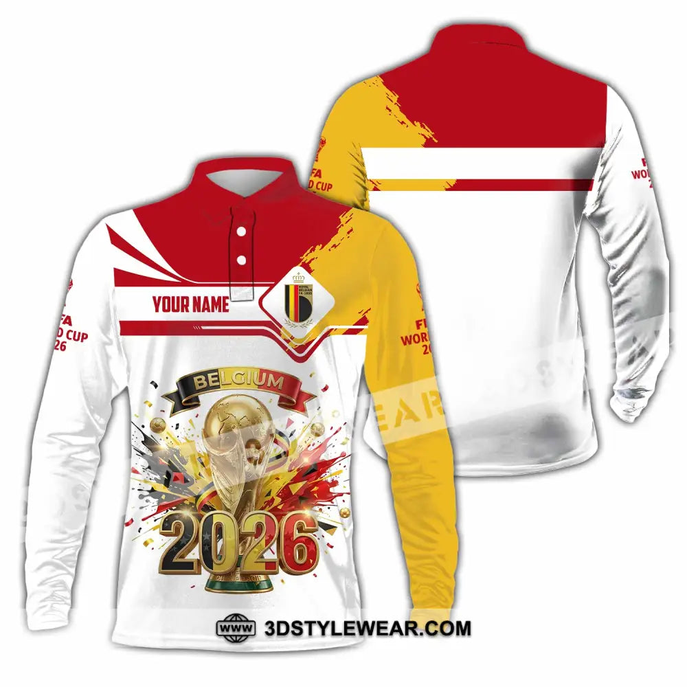 Unisex Shirt - Custom Belgium World Cup 2026 3D Shirt - Long Sleeve Polo / S - T-shirt
