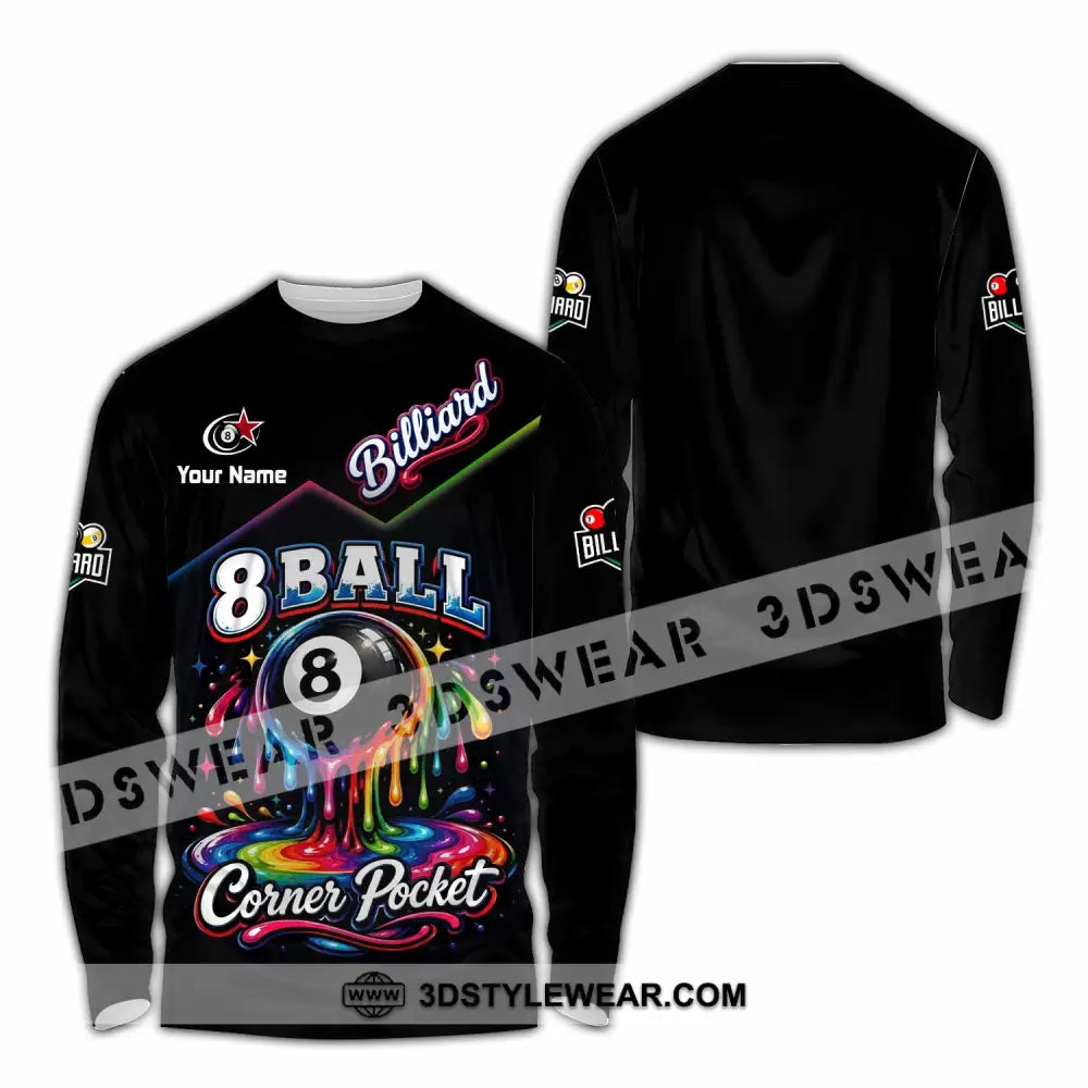 Unisex Shirt - Custom Billiard 8 Ball Shirt - Long Sleeve Shirt / S - T-shirt