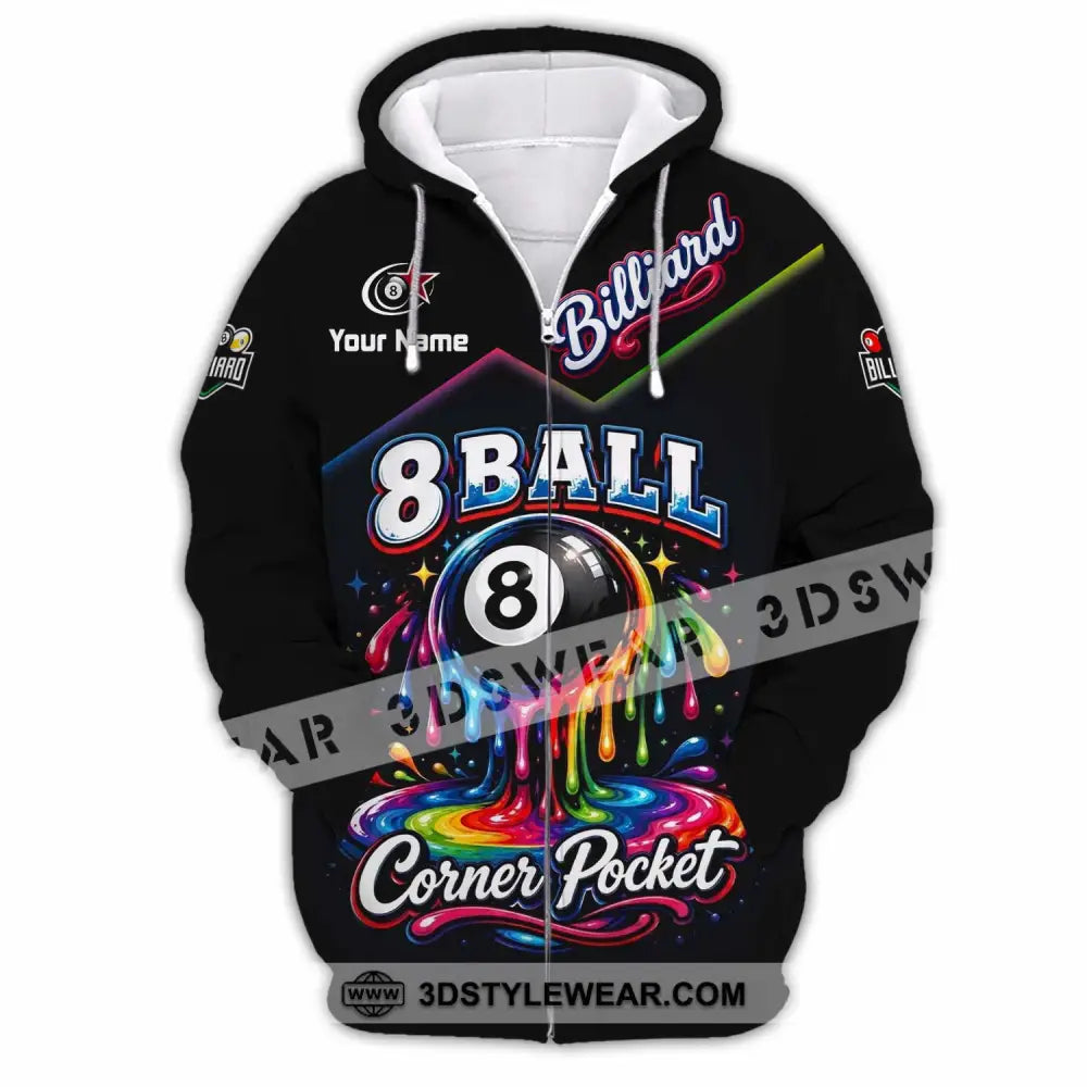 Unisex Shirt - Custom Billiard 8 Ball Shirt - Zipper Hoodie / S - T-shirt