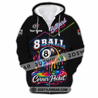 Unisex Shirt - Custom Billiard 8 Ball Shirt - Zipper Hoodie / S - T-shirt
