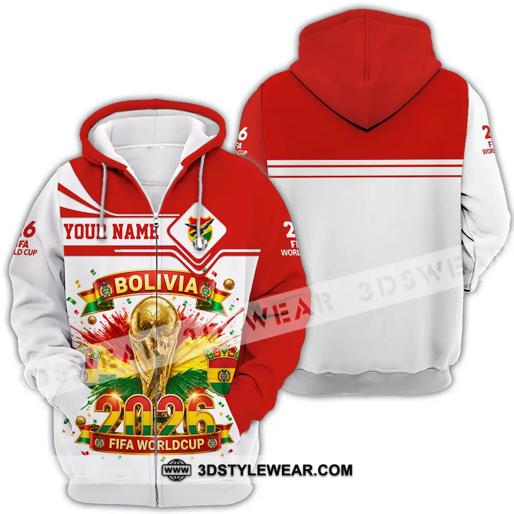 Unisex Shirt - Custom Bolivia World Cup 2026 Shirt - Zipper Hoodie / S - T-shirt
