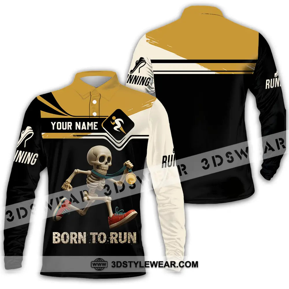Unisex Shirt - Custom Born To Run Running Lover Sport Shirt - Long Sleeve Polo / S - T-shirt