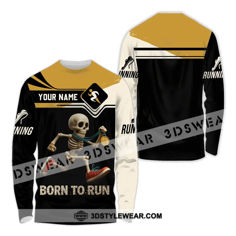 Unisex Shirt - Custom Born To Run Running Lover Sport Shirt - Long Sleeve Shirt / S - T-shirt