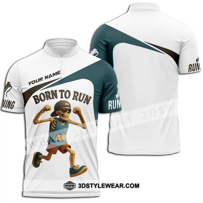Unisex Shirt - Custom Born To Run Running Lover Sport Shirt - Zipper Polo Shirt / S - T-shirt