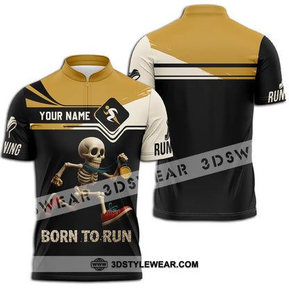Unisex Shirt - Custom Born To Run Running Lover Sport Shirt - Zipper Polo Shirt / S - T-shirt