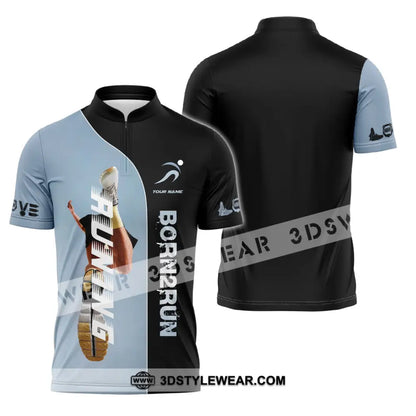 Unisex Shirt - Custom Born To Running Shirt - Zipper Polo Shirt / S - T-shirt