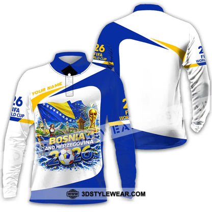 Unisex Shirt - Custom Bosnia And Herzegovina World Cup 2026 3D Shirt - Long Sleeve Polo / S - T-shirt