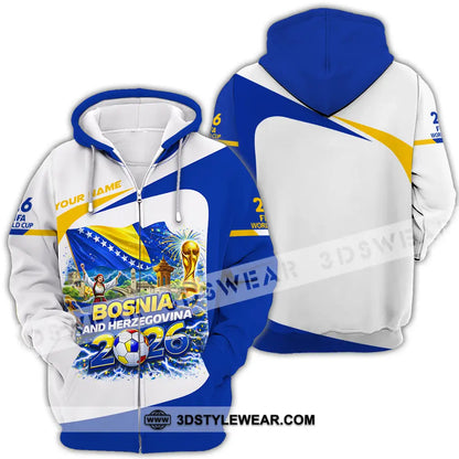 Unisex Shirt - Custom Bosnia And Herzegovina World Cup 2026 3D Shirt - Zipper Hoodie / S - T-shirt