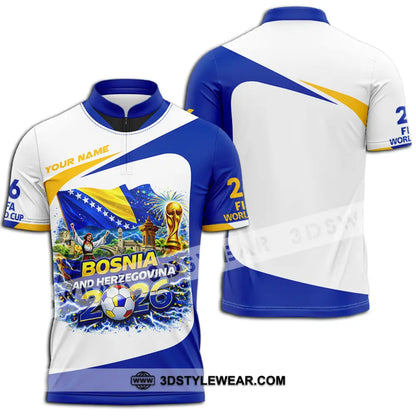 Unisex Shirt - Custom Bosnia And Herzegovina World Cup 2026 3D Shirt - Zipper Polo Shirt / S - T-shirt