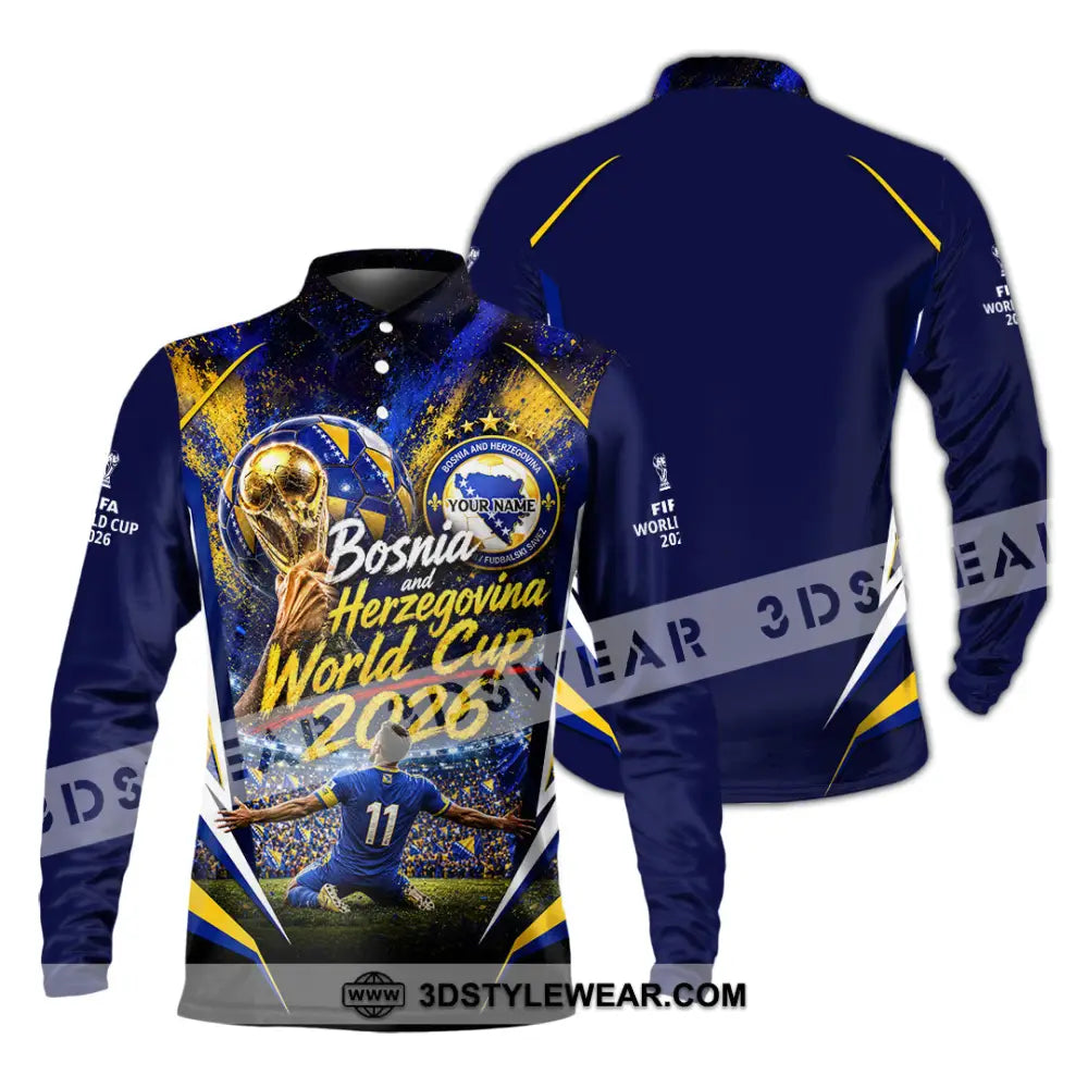 Unisex Shirt - Custom Bosnia And Herzegovina World Cup 2026 Shirt - Long Sleeve Polo / S - T-shirt