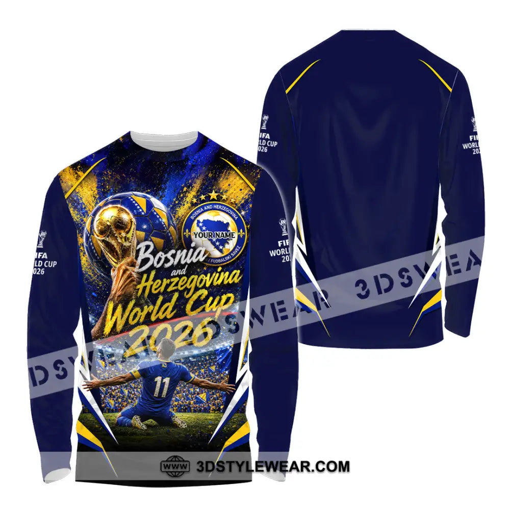 Unisex Shirt - Custom Bosnia And Herzegovina World Cup 2026 Shirt - Long Sleeve Shirt / S - T-shirt