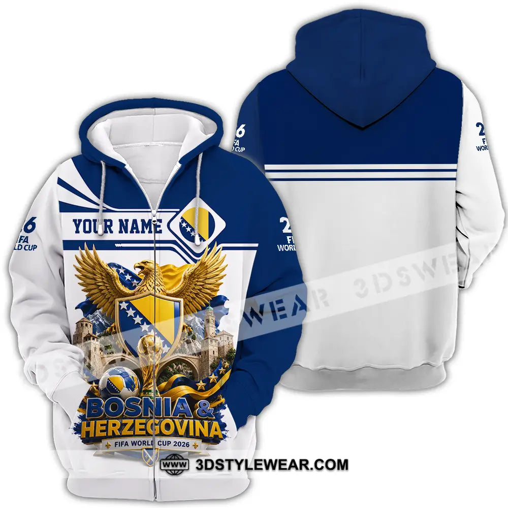 Unisex Shirt - Custom Bosnia And Herzegovina World Cup 2026 Shirt - Zipper Hoodie / S - T-shirt