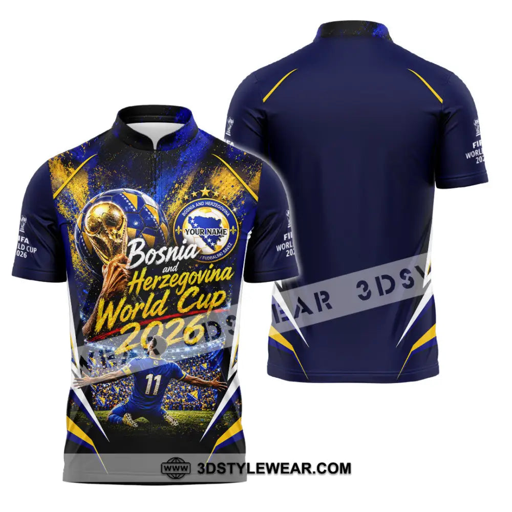 Unisex Shirt - Custom Bosnia And Herzegovina World Cup 2026 Shirt - Zipper Polo Shirt / S - T-shirt