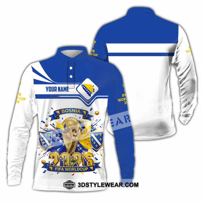 Unisex Shirt - Custom Bosnia World Cup 2026 3D Shirt - Long Sleeve Polo / S - T-shirt