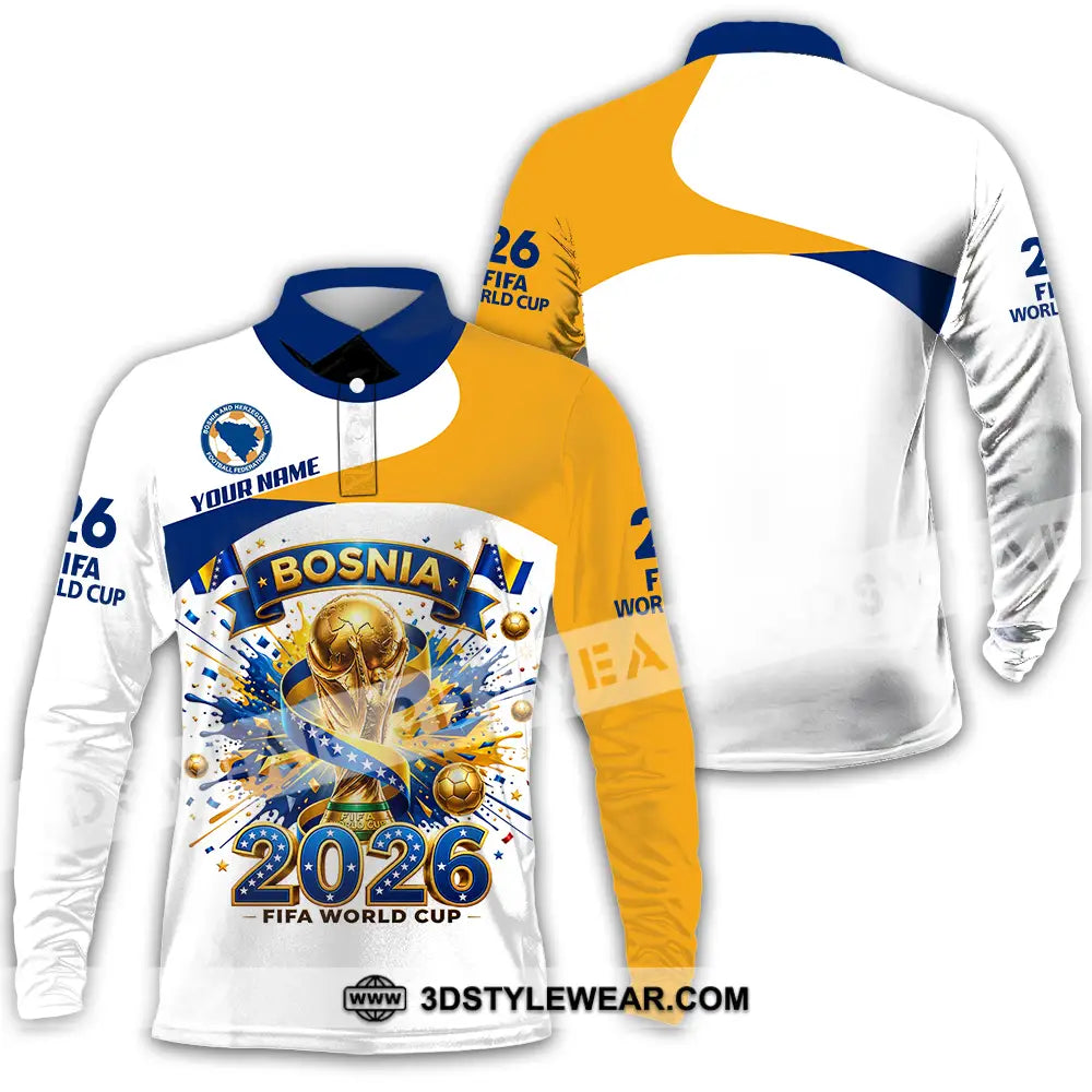 Unisex Shirt - Custom Bosnia World Cup 2026 3D Shirt - Long Sleeve Polo / S - T-shirt