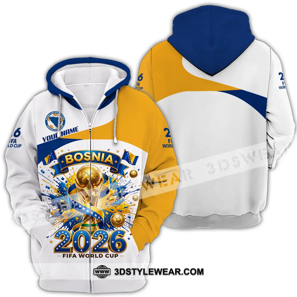 Unisex Shirt - Custom Bosnia World Cup 2026 3D Shirt - Zipper Hoodie / S - T-shirt