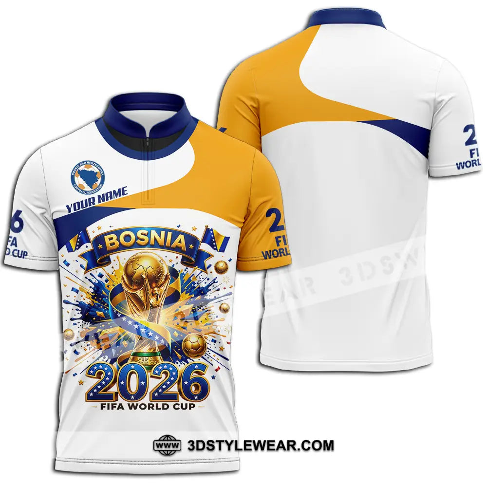 Unisex Shirt - Custom Bosnia World Cup 2026 3D Shirt - Zipper Polo Shirt / S - T-shirt