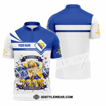 Unisex Shirt - Custom Bosnia World Cup 2026 3D Shirt - Zipper Polo Shirt / S - T-shirt