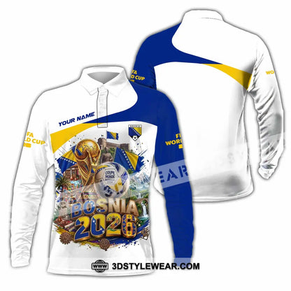 Unisex Shirt - Custom Bosnia World Cup 2026 Shirt - Long Sleeve Polo / S - T-shirt