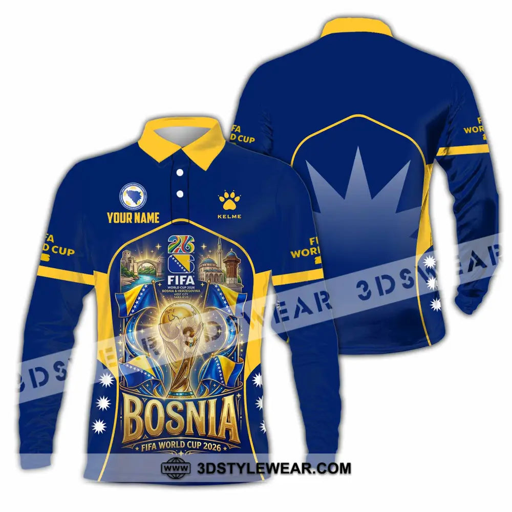 Unisex Shirt - Custom Bosnia World Cup 2026 Shirt - Long Sleeve Polo / S - T-shirt