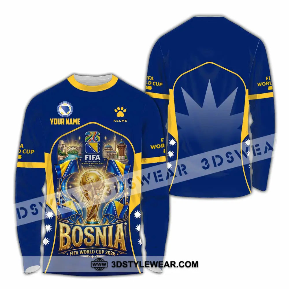 Unisex Shirt - Custom Bosnia World Cup 2026 Shirt - Long Sleeve Shirt / S - T-shirt