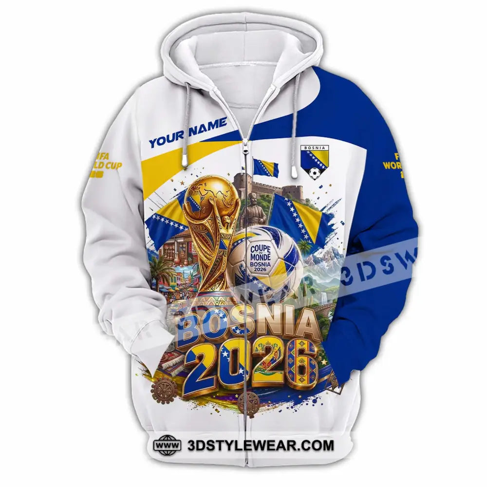 Unisex Shirt - Custom Bosnia World Cup 2026 Shirt - Zipper Hoodie / S - T-shirt
