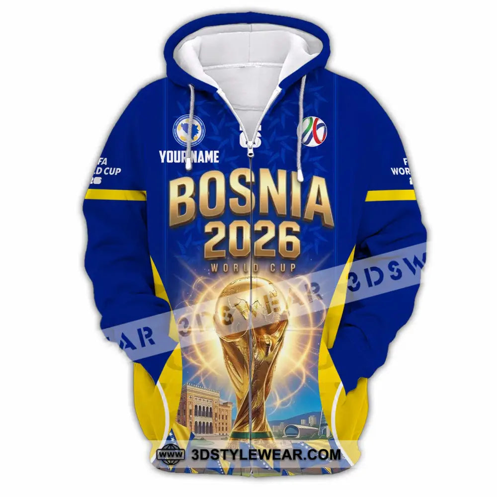 Unisex Shirt - Custom Bosnia World Cup 2026 Shirt - Zipper Hoodie / S - T-shirt