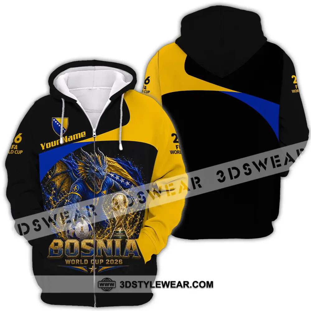 Unisex Shirt - Custom Bosnia World Cup 2026 Shirt - Zipper Hoodie / S - T-shirt