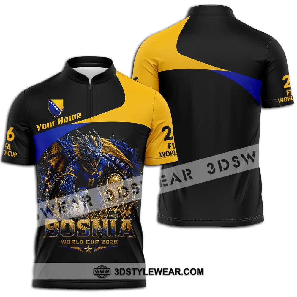 Unisex Shirt - Custom Bosnia World Cup 2026 Shirt - Zipper Polo Shirt / S - T-shirt