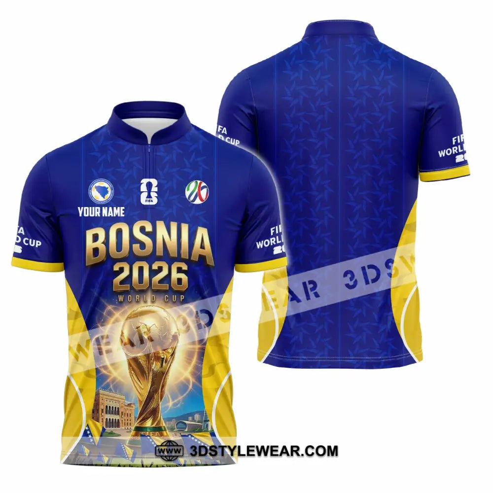 Unisex Shirt - Custom Bosnia World Cup 2026 Shirt - Zipper Polo Shirt / S - T-shirt
