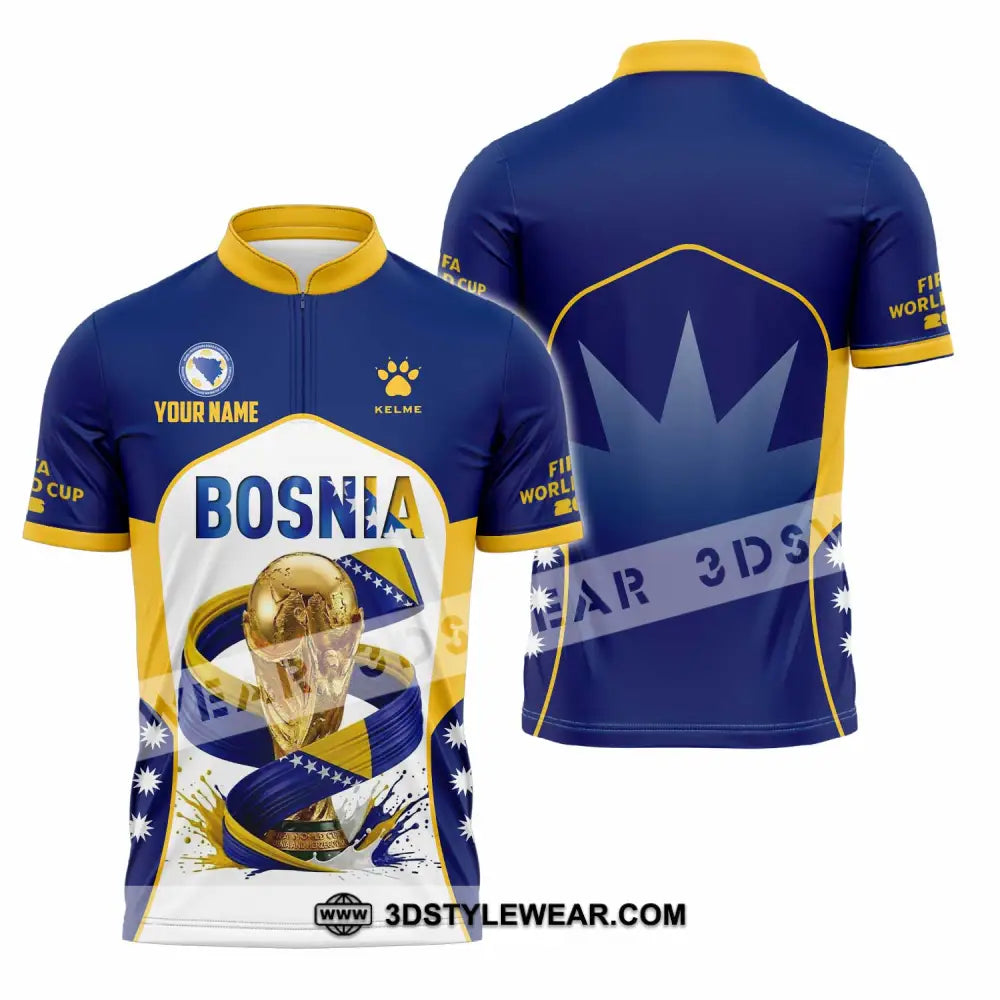 Unisex Shirt - Custom Bosnia World Cup 2026 Shirt - Zipper Polo Shirt / S - T-shirt