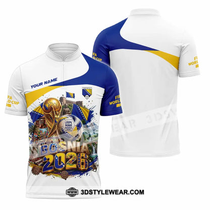Unisex Shirt - Custom Bosnia World Cup 2026 Shirt - Zipper Polo Shirt / S - T-shirt