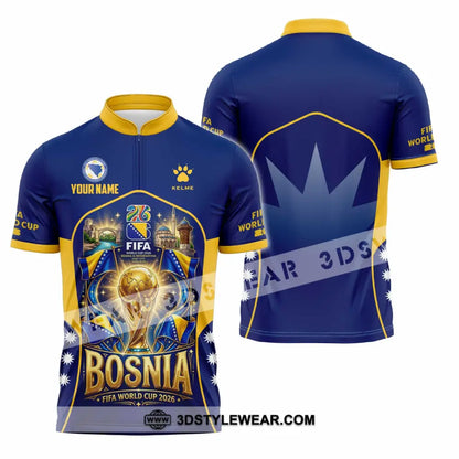 Unisex Shirt - Custom Bosnia World Cup 2026 Shirt - Zipper Polo Shirt / S - T-shirt