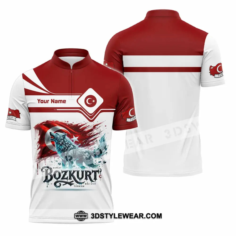 Unisex Shirt - Custom Bozkurt Shirt - Zipper Polo Shirt / S - T-shirt