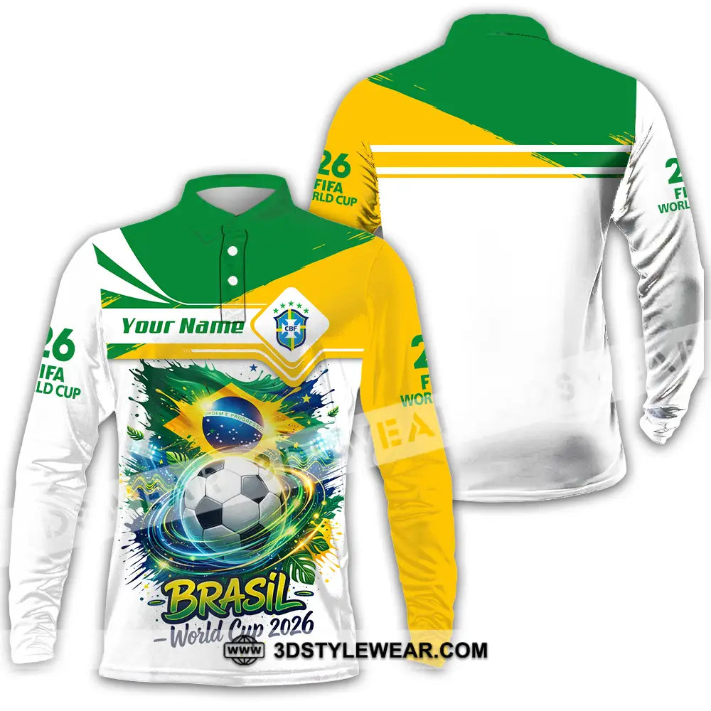 Unisex Shirt - Custom Brasil Fifa World Cup 2026 3D Shirt - Long Sleeve Polo / S - T-shirt