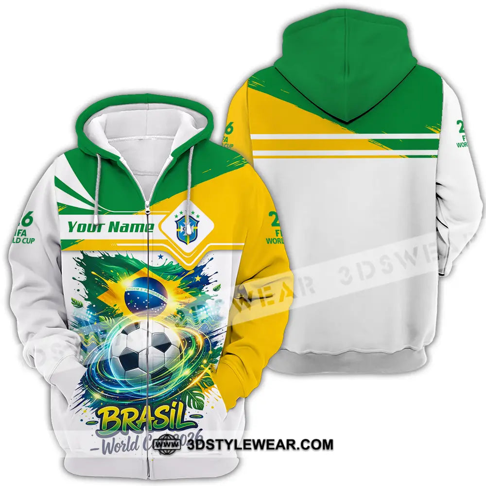 Unisex Shirt - Custom Brasil Fifa World Cup 2026 3D Shirt - Zipper Hoodie / S - T-shirt