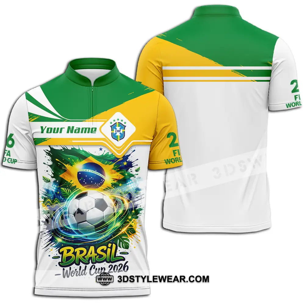 Unisex Shirt - Custom Brasil Fifa World Cup 2026 3D Shirt - Zipper Polo Shirt / S - T-shirt