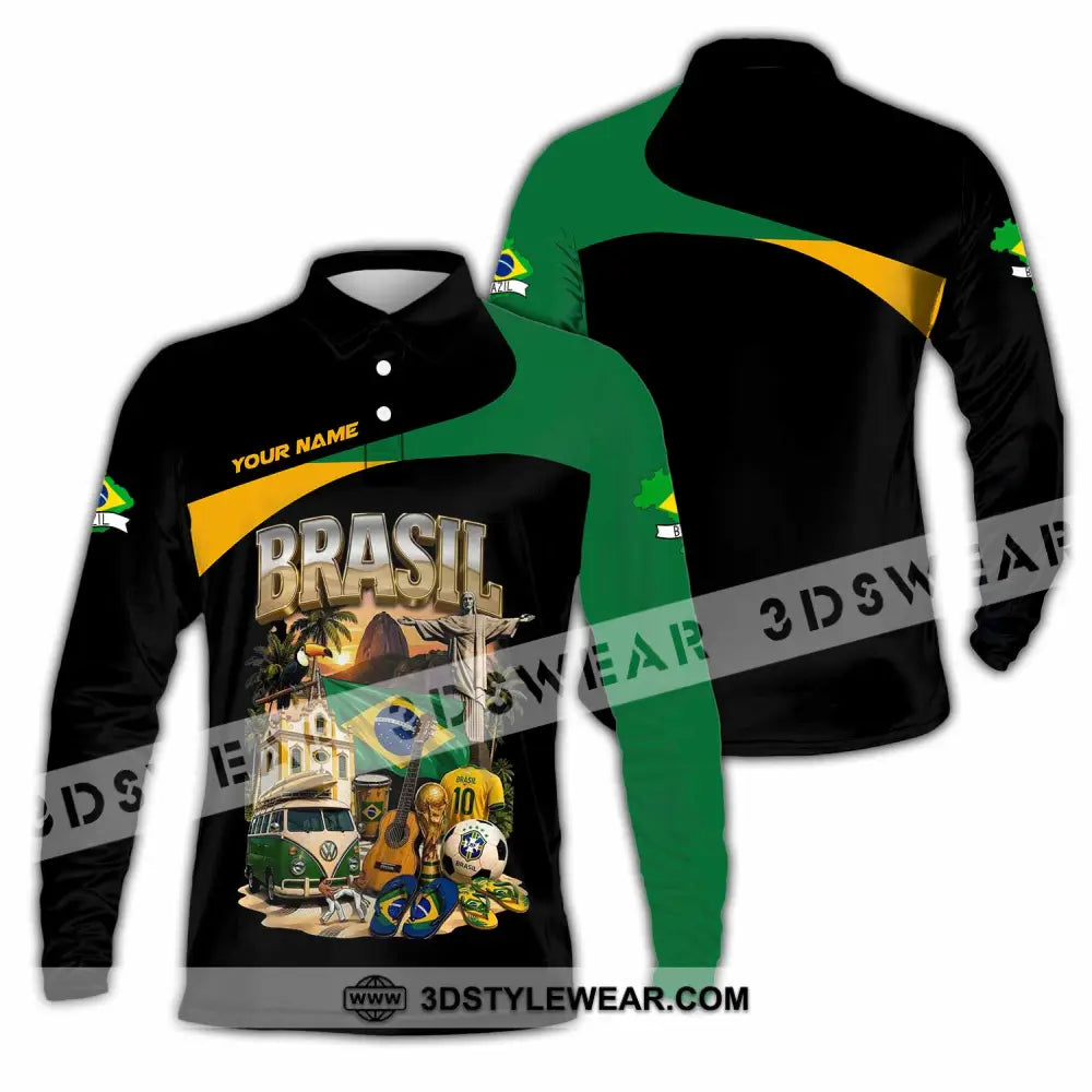 Unisex Shirt - Custom Brasil Shirt - Long Sleeve Polo / S - T-shirt
