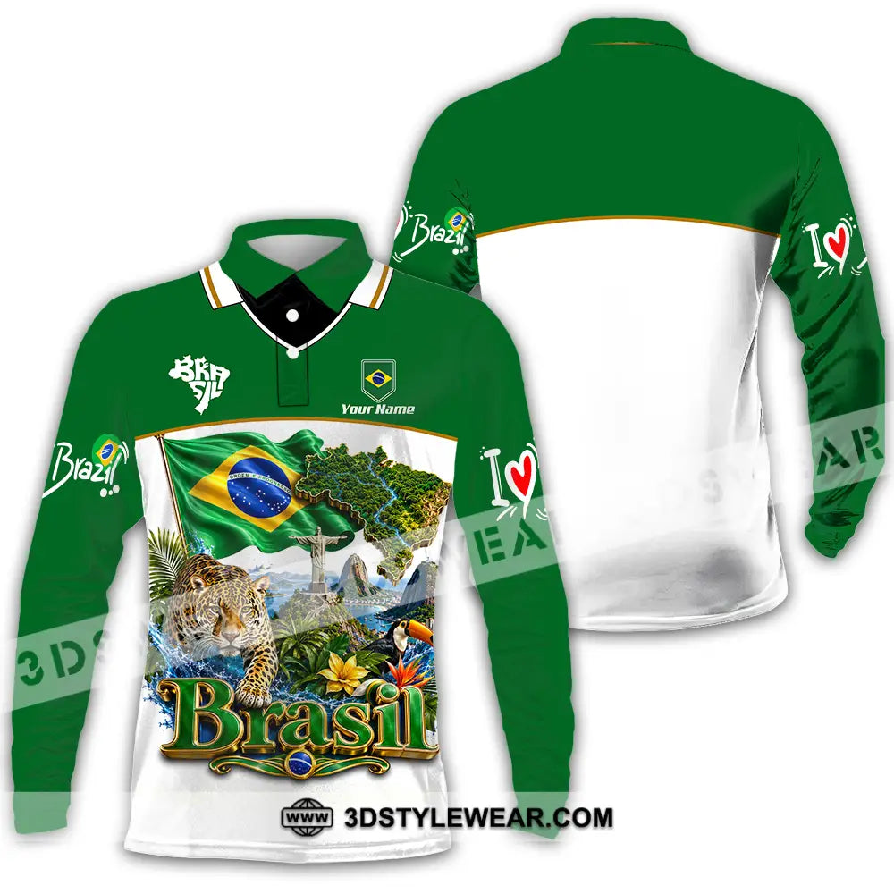 Unisex Shirt - Custom Brasil Shirt - Long Sleeve Polo / S - T-shirt