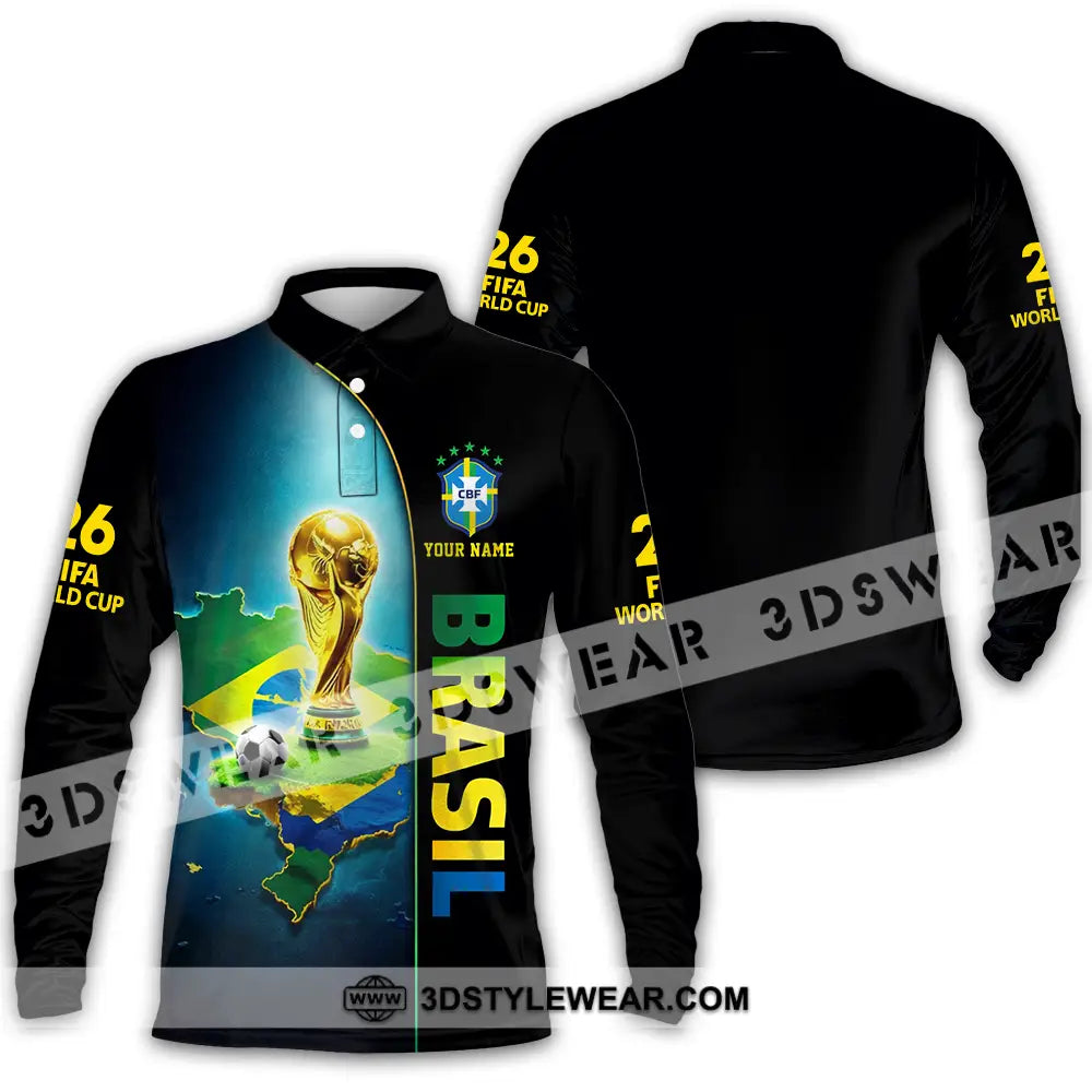 Unisex Shirt - Custom Brasil World Cup 2026 3D Shirt - Long Sleeve Polo / S - T-shirt