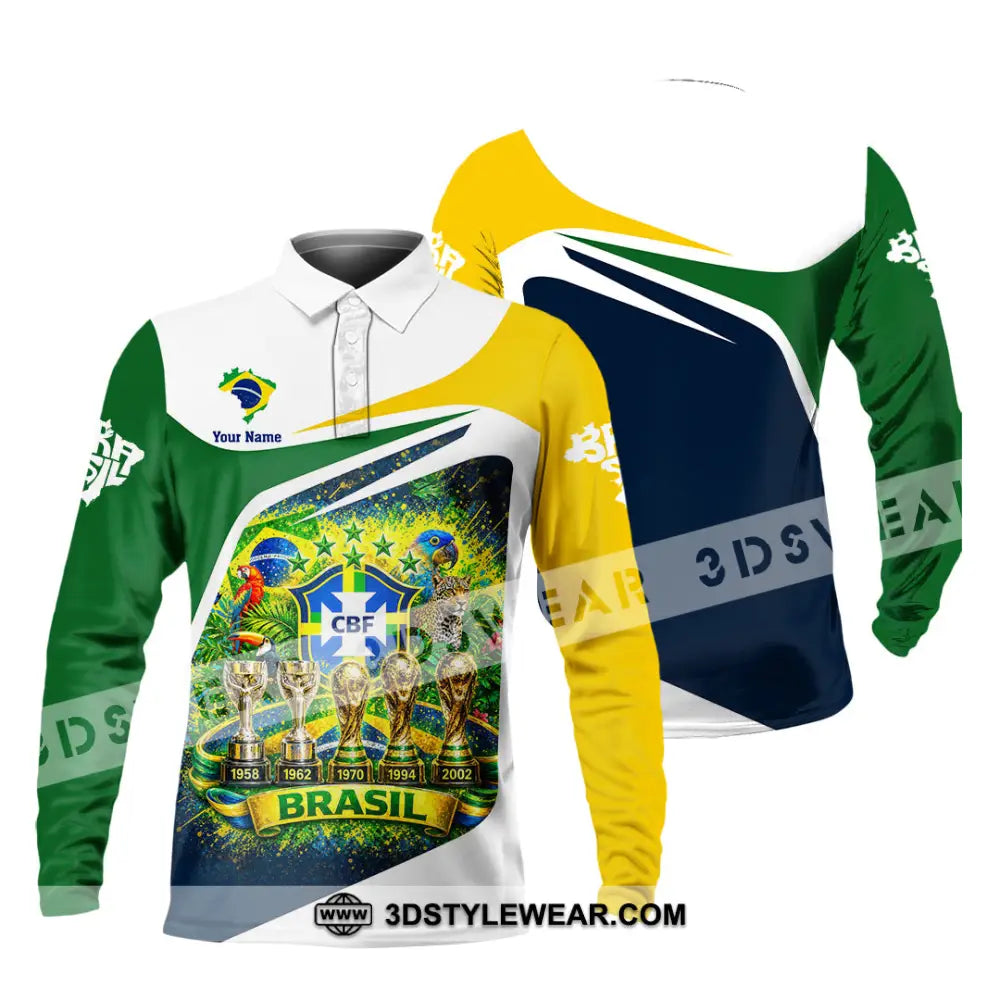Unisex Shirt - Custom Brasil World Cup 2026 3D Shirt - Long Sleeve Polo / S - T-shirt