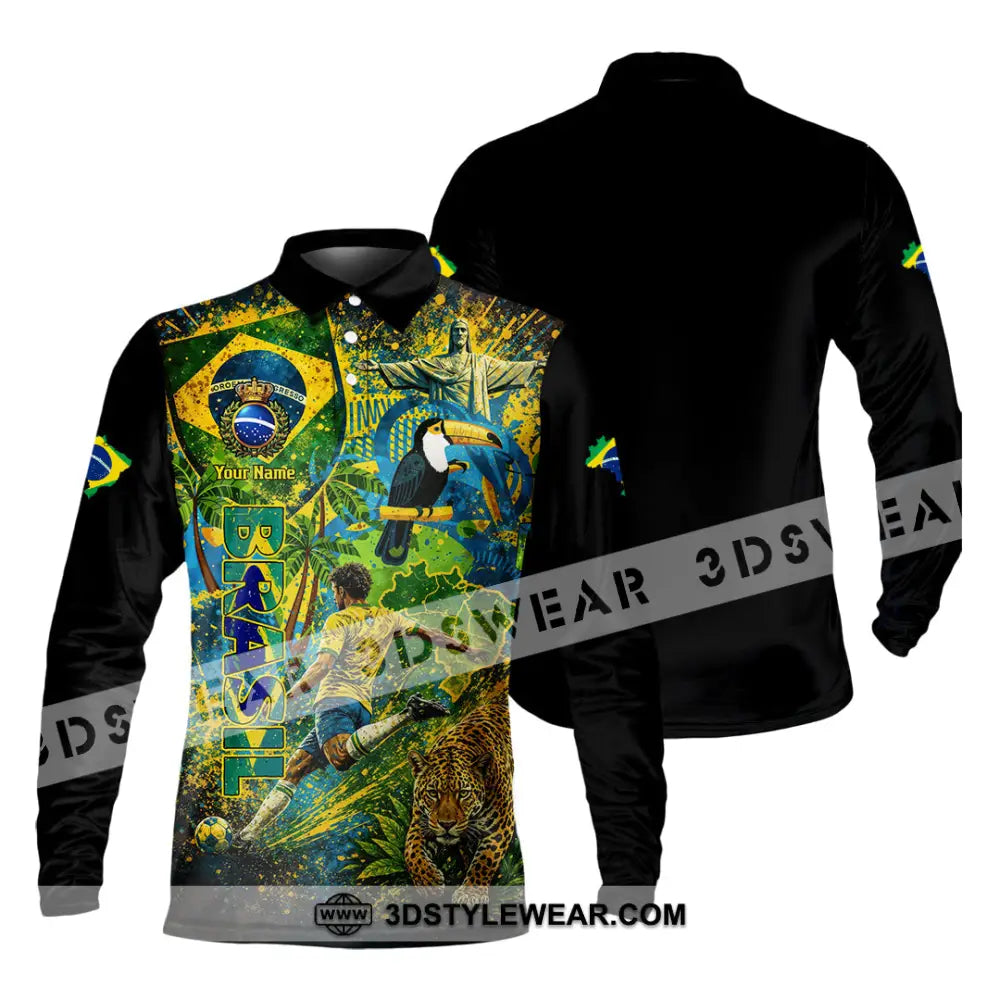 Unisex Shirt - Custom Brasil World Cup 2026 3D Shirt - Long Sleeve Polo / S - T-shirt