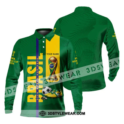 Unisex Shirt - Custom Brasil World Cup 2026 3D Shirt Long Sleeve Polo / S T-shirt