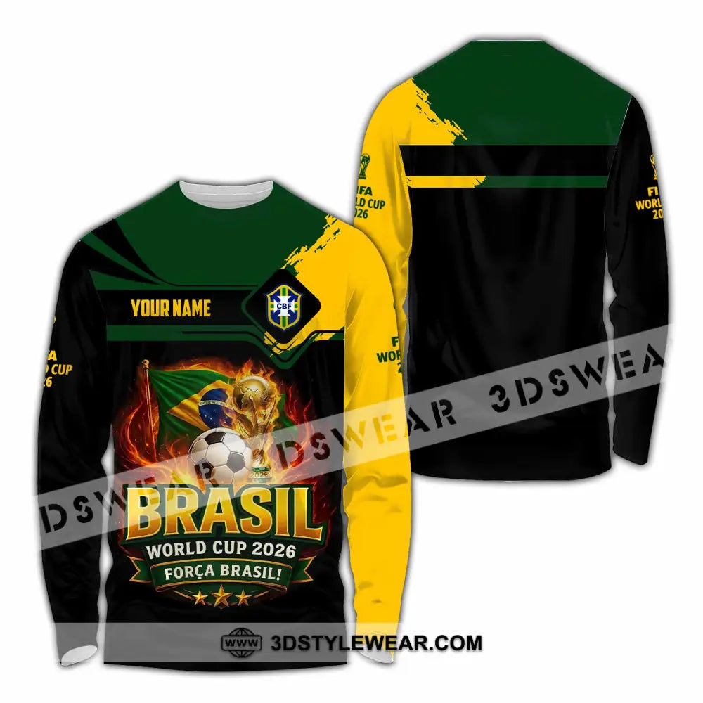 Unisex Shirt - Custom Brasil World Cup 2026 3D Shirt - Long Sleeve Shirt / S - T-shirt