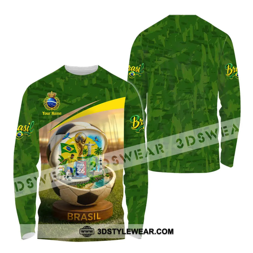 Unisex Shirt - Custom Brasil World Cup 2026 3D Shirt Long Sleeve Shirt / S T-shirt