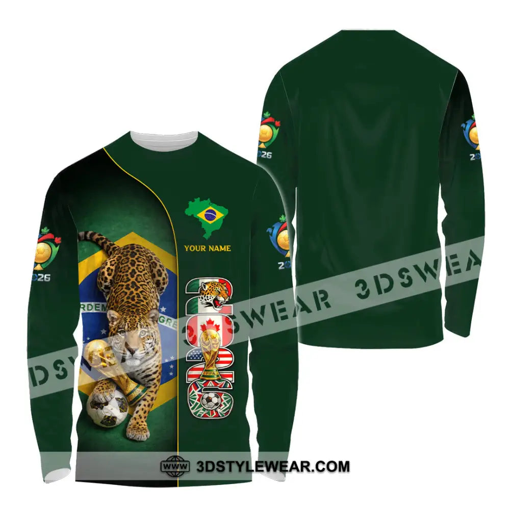 Unisex Shirt - Custom Brasil World Cup 2026 3D Shirt Long Sleeve Shirt / S T-shirt