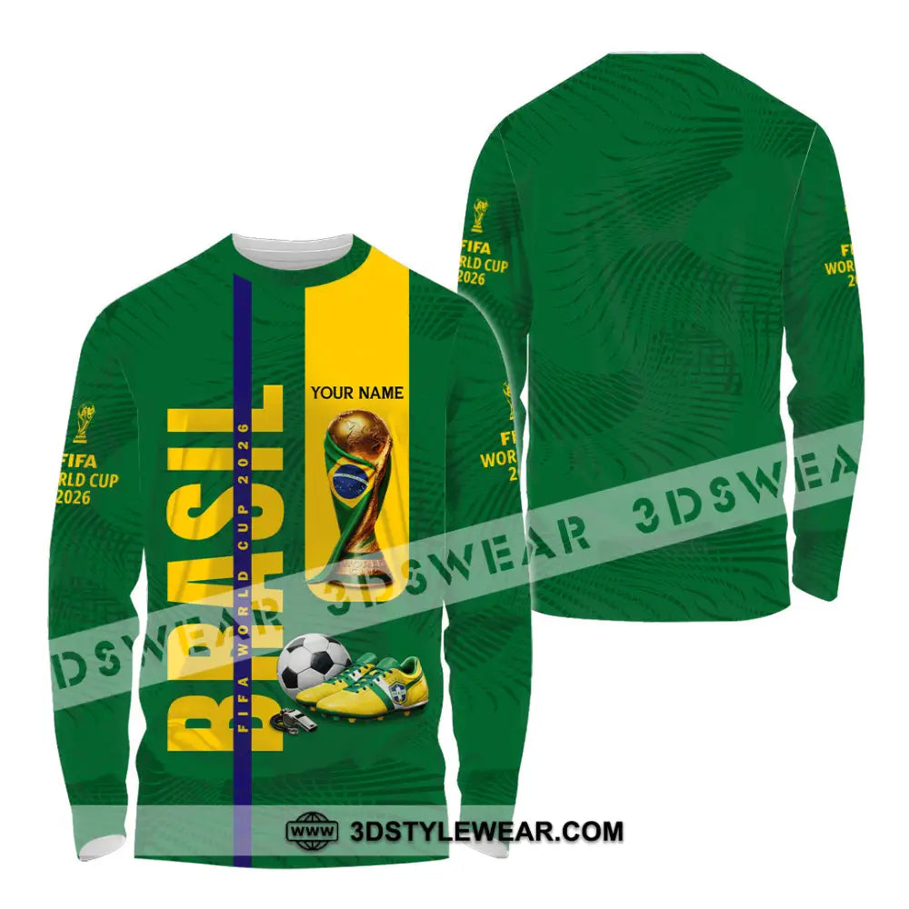 Unisex Shirt - Custom Brasil World Cup 2026 3D Shirt Long Sleeve Shirt / S T-shirt