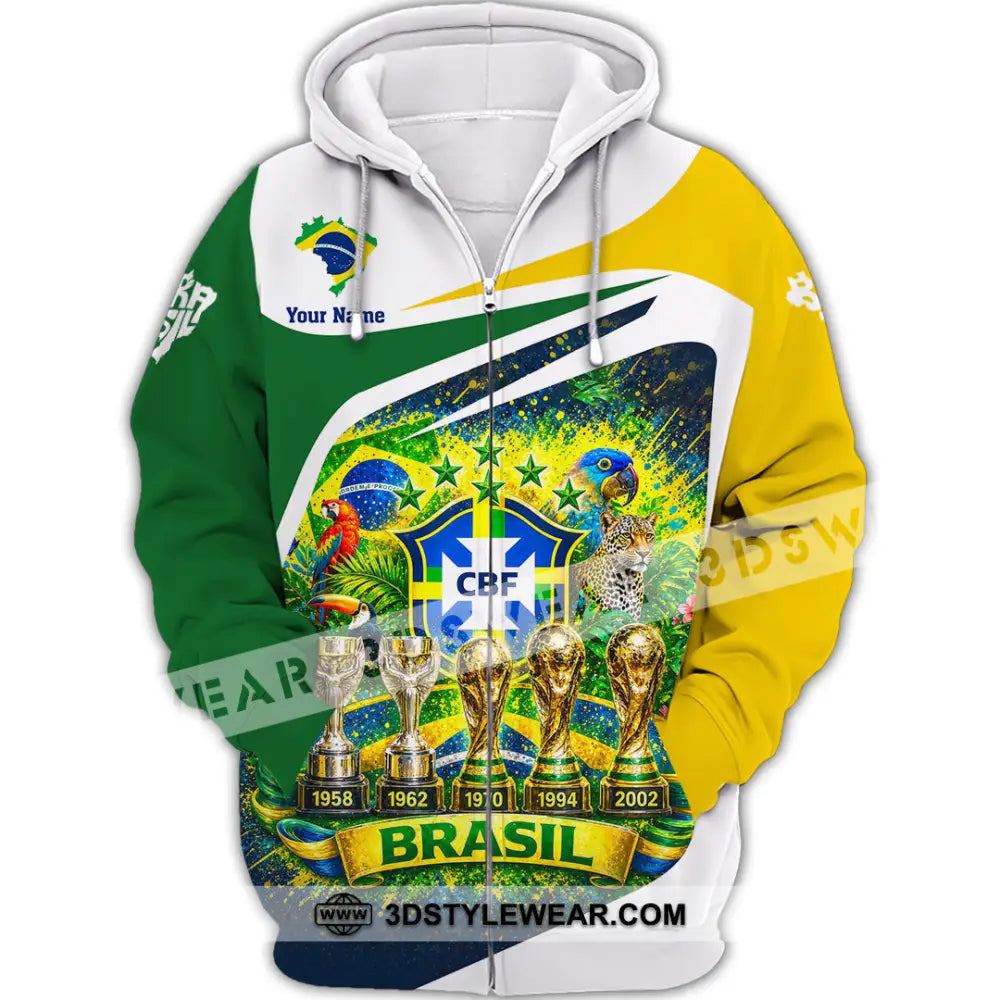 Unisex Shirt - Custom Brasil World Cup 2026 3D Shirt - Zipper Hoodie / S - T-shirt