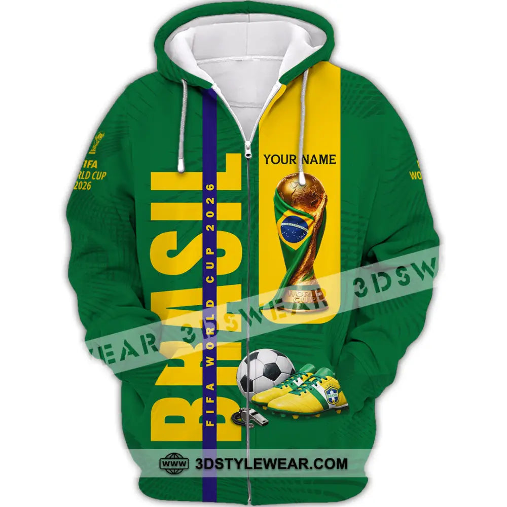 Unisex Shirt - Custom Brasil World Cup 2026 3D Shirt Zipper Hoodie / S T-shirt