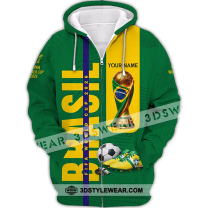 Unisex Shirt - Custom Brasil World Cup 2026 3D Shirt Zipper Hoodie / S T-shirt